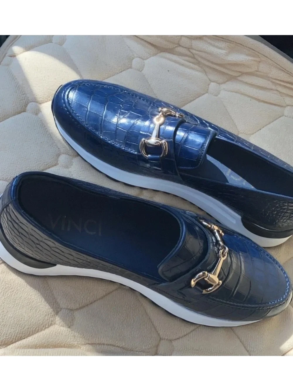 Vinci The Milan Navy Croc-Embossed Leather Women Sneaker EUR 41 US 10 Women’s
